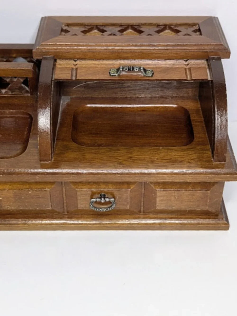 Vintage Wooden Roll Top Desk Valet Organizer